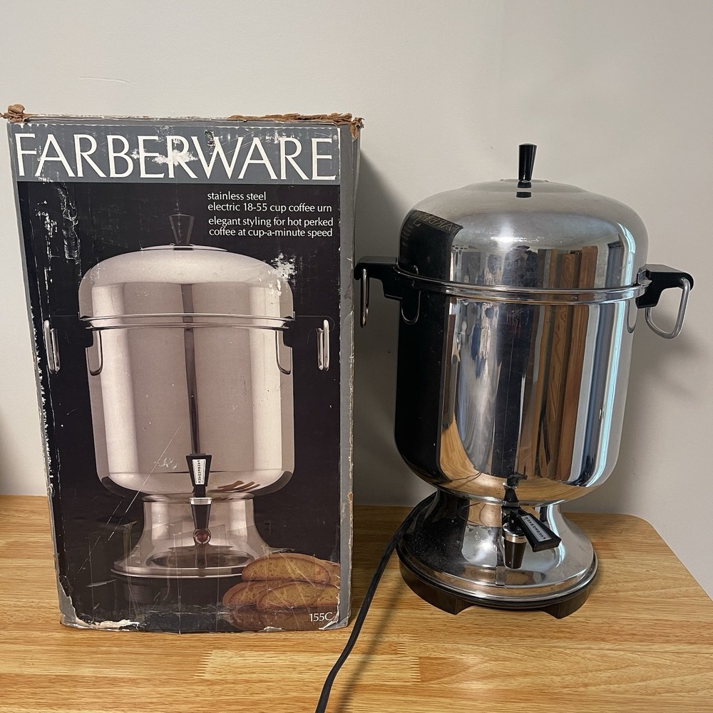 Farberware 18-55 Cup Coffee Maker Urn Electric Stainless Steel Model 155C WORKS
